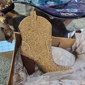 Jessica Simpson Gold Embellished Heeled Boots